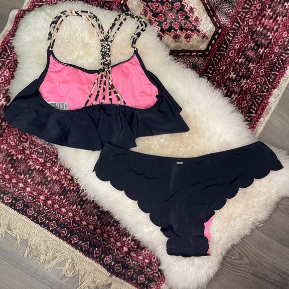 PINK Victoria's Secret Other - Pink Brand - Black Bikini Set Top XS Bottom Med